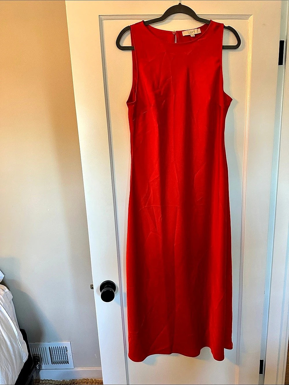 LOFT Red Satin Maxi Dress Size 12 Like New